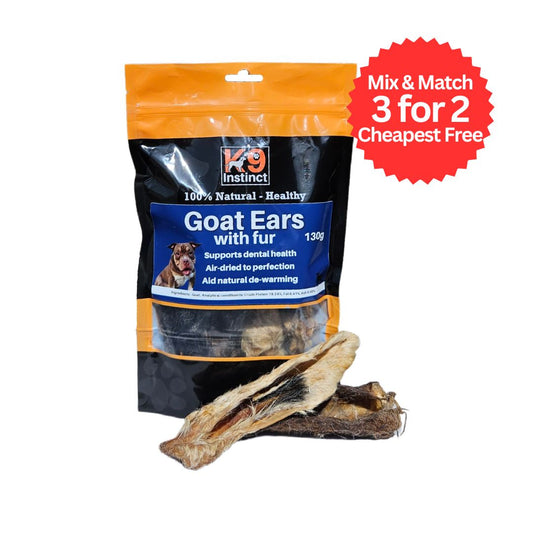 K9 Instinct UK Goat Ears with fur - natural dog chews