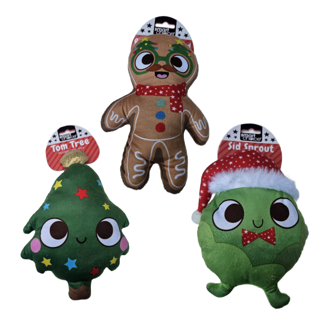 SC Christmas Squeaky Plush Dog Toy 22cm - Assorted