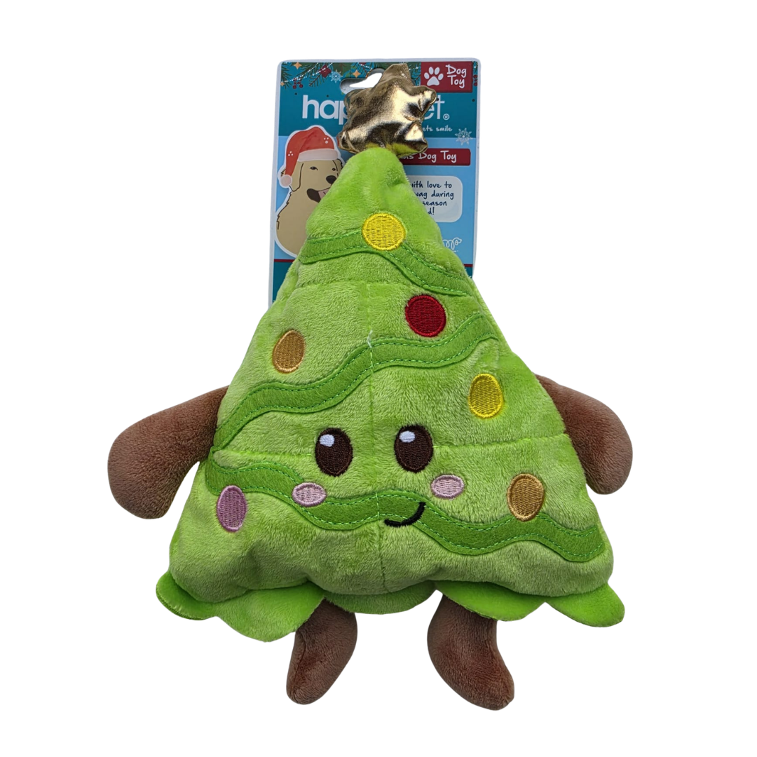 Happy Pet Cooper Christmas Tree Multi Squeaker Dog Toy