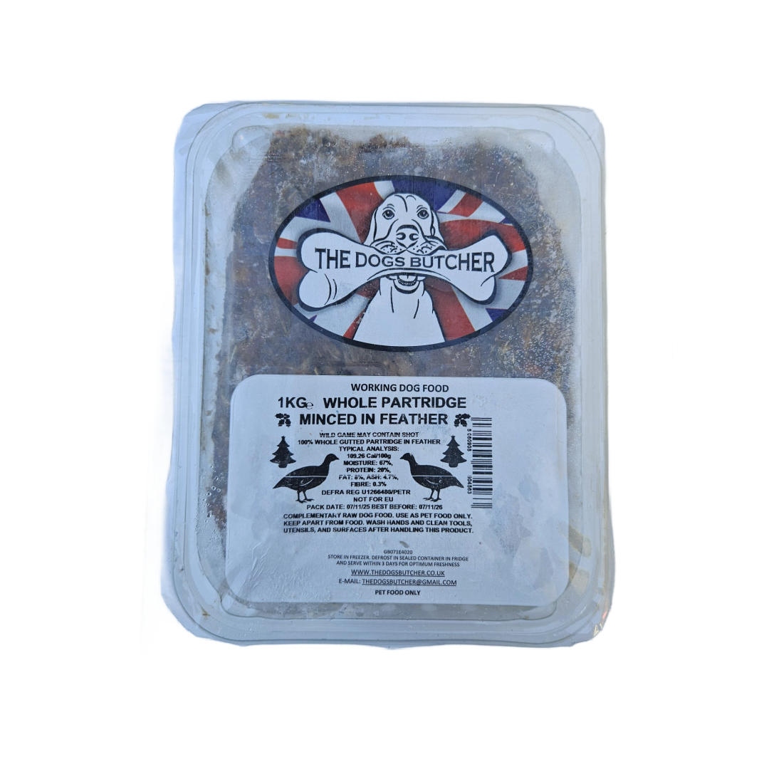 The dogs butcher whole partridge raw dog food in Bristol