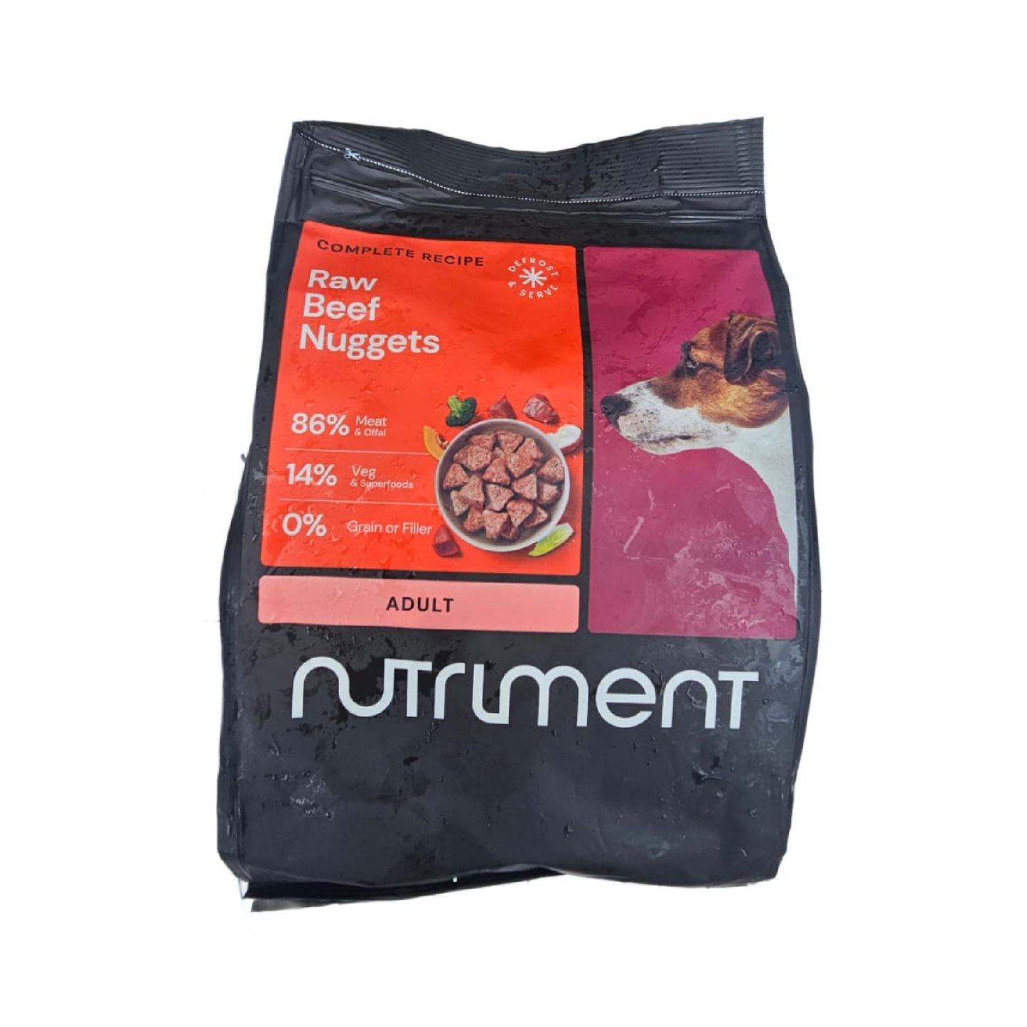 Bag of Nutriment Raw Beef Nuggets dog food