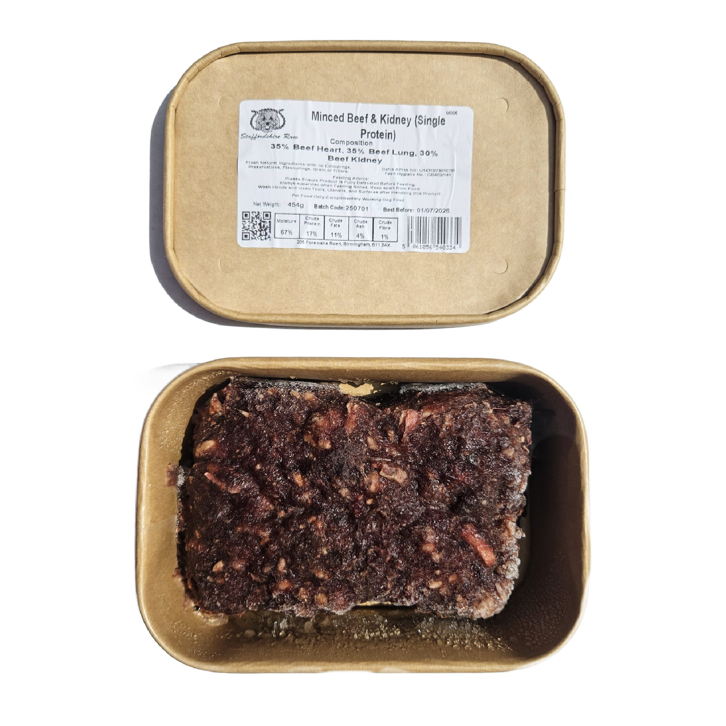 Staffordshire Raw dog food in carboard packaging in Bristol
