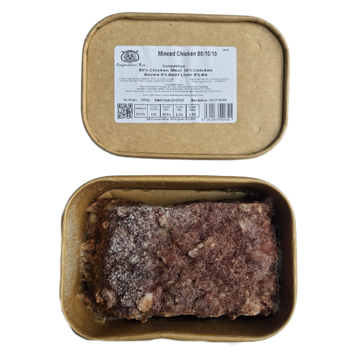 Staffordshire Raw dog food in carboard packaging in Bristol