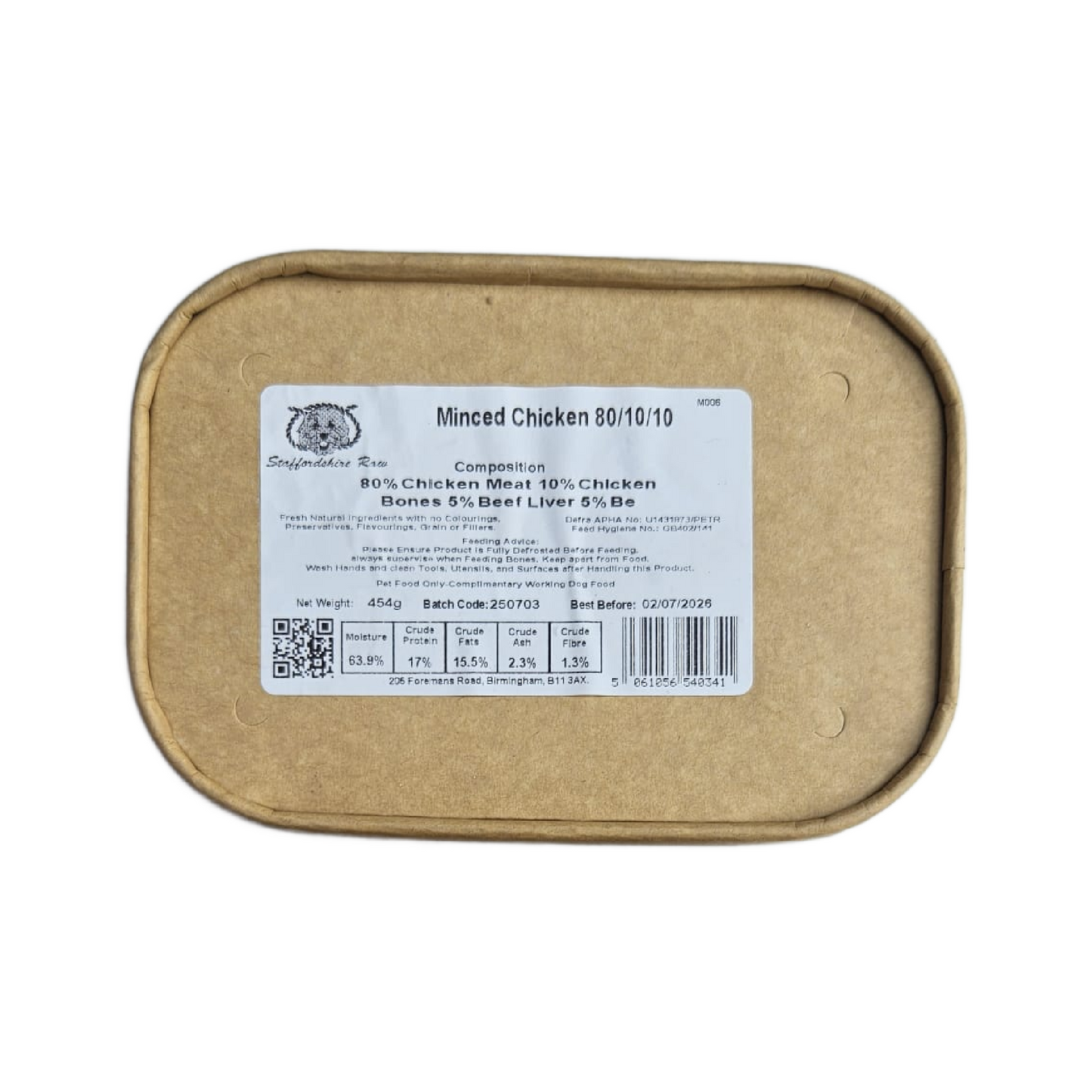 Staffordshire Raw dog food in carboard packaging in Bristol