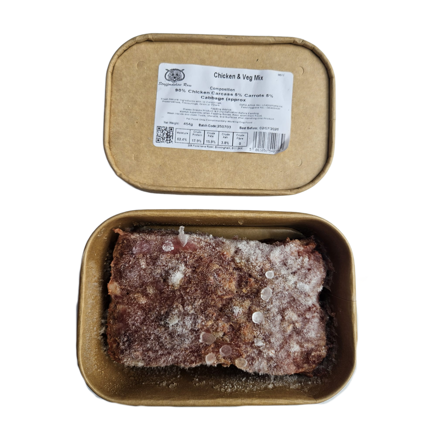 Staffordshire Raw dog food in carboard packaging in Bristol