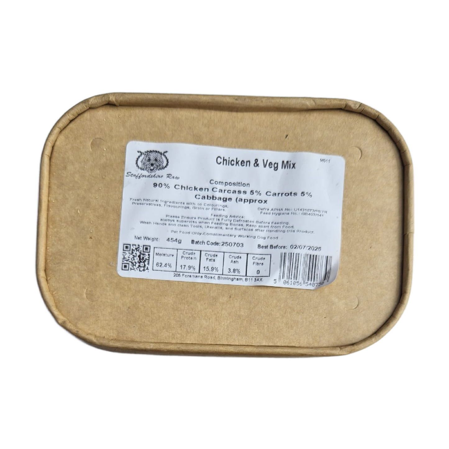 Staffordshire Raw dog food in carboard packaging in Bristol