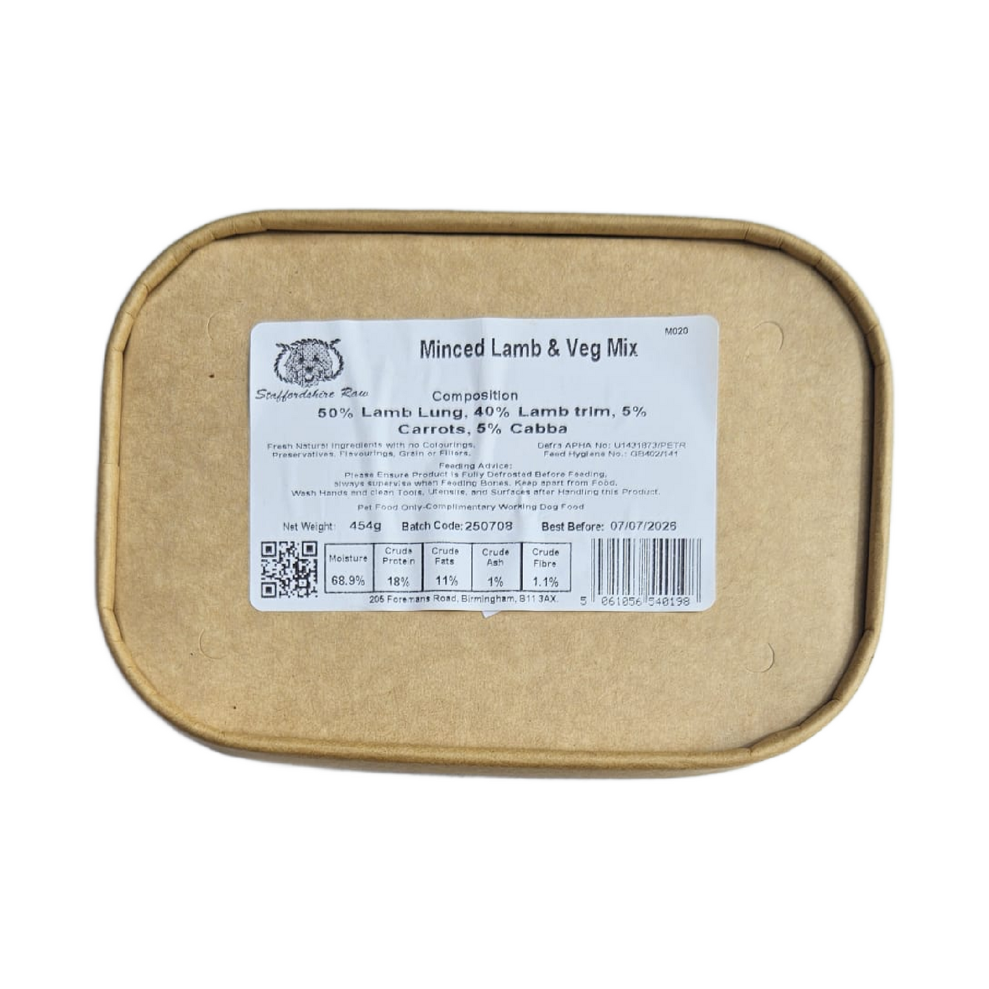 Staffordshire Raw dog food in carboard packaging in Bristol