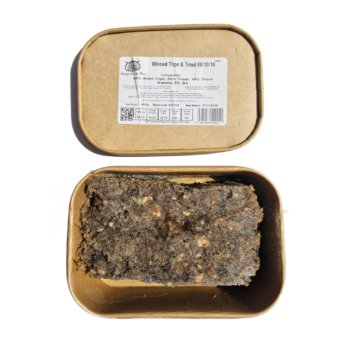 Staffordshire Raw dog food in carboard packaging in Bristol