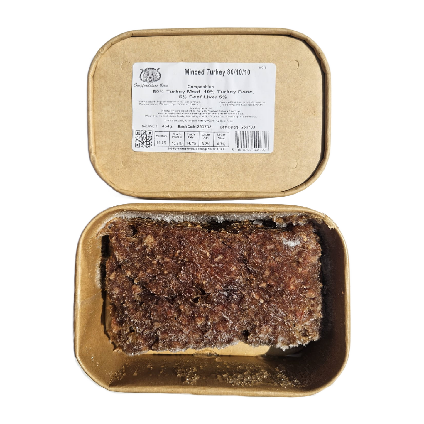 Staffordshire Raw dog food in carboard packaging in Bristol