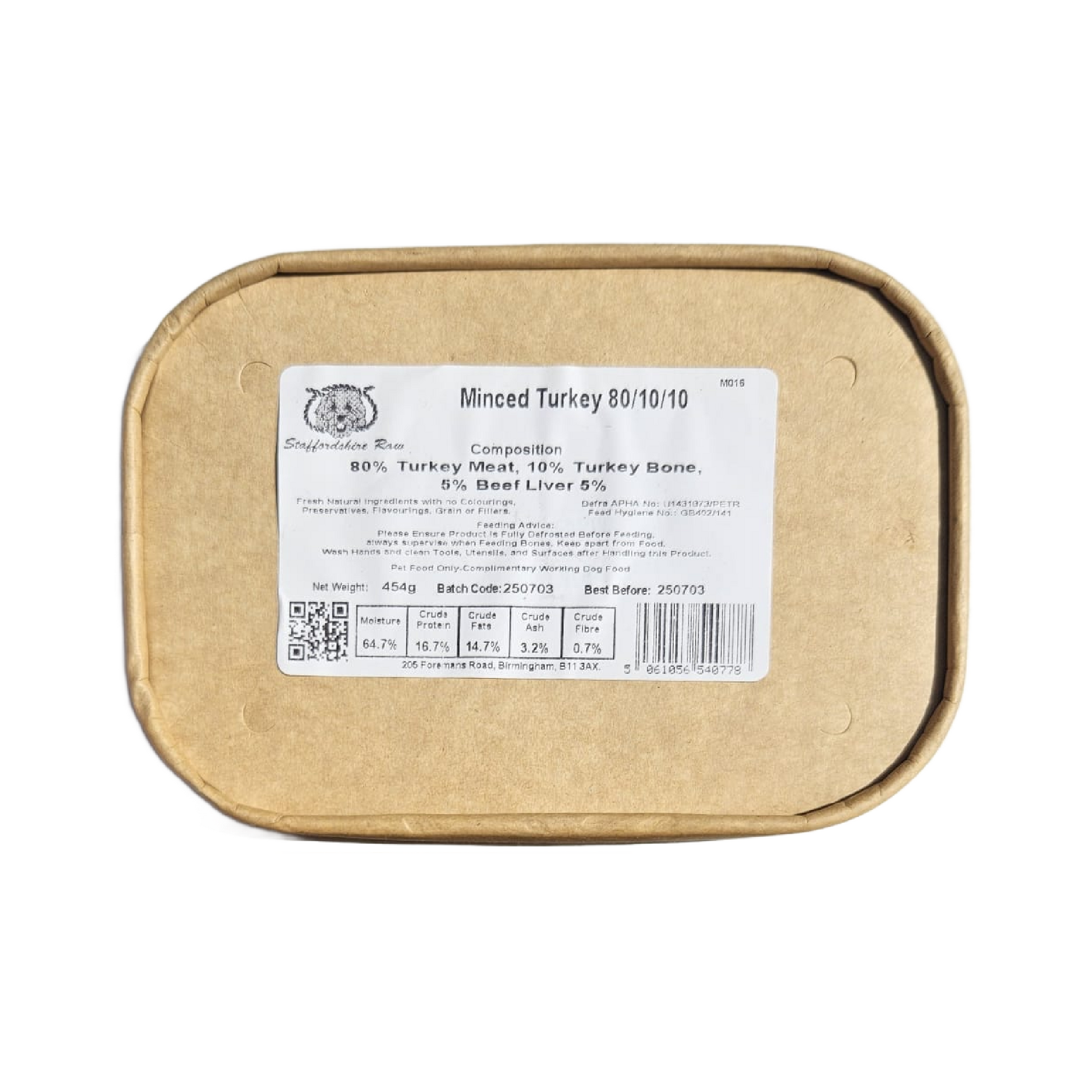 Staffordshire Raw dog food in carboard packaging in Bristol