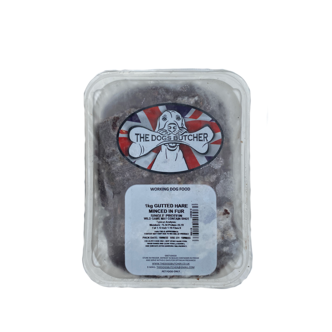 TDB Gutted Hare minced in fur - raw dog food in Bristol area