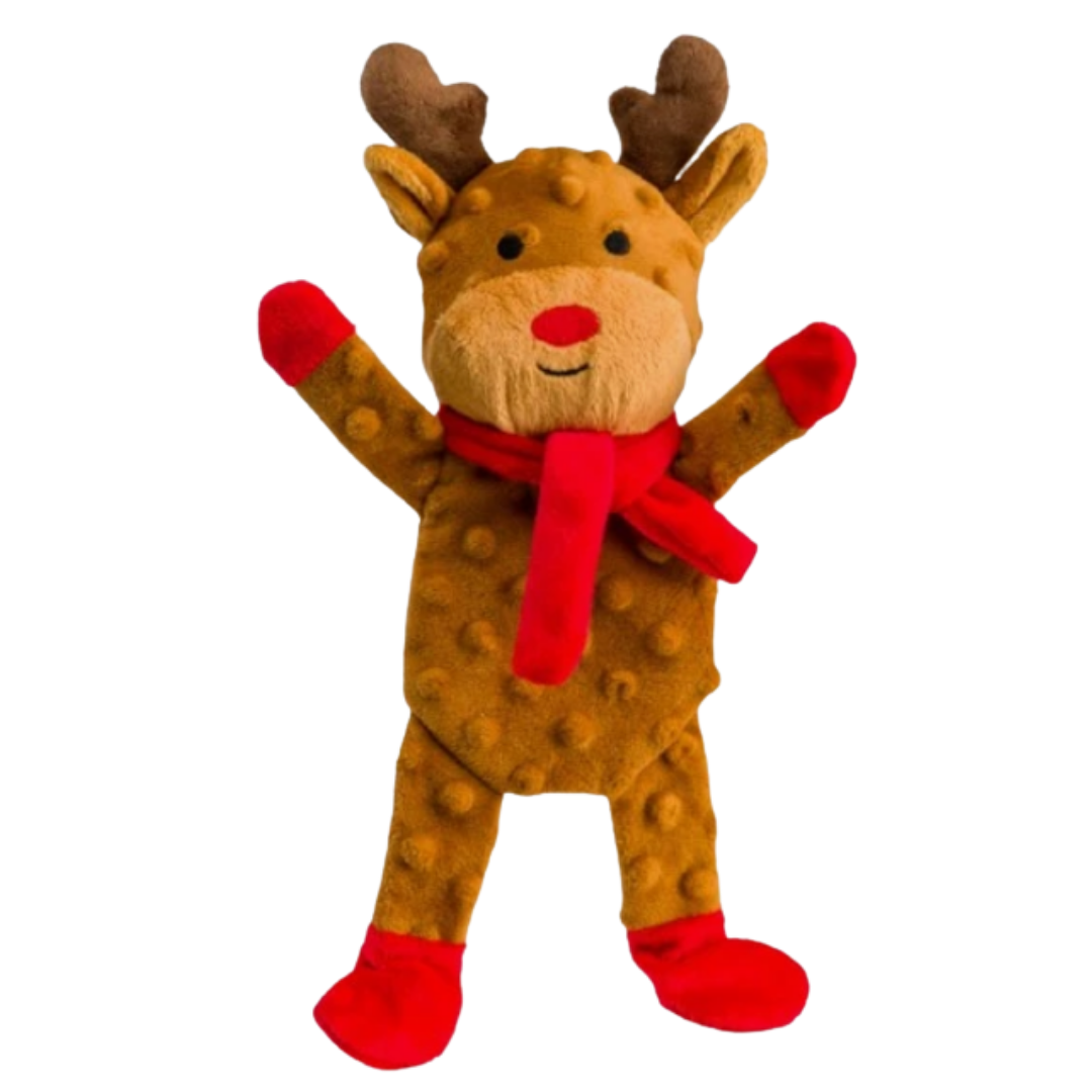 House of Paws Reindeer Crinkle Flattie dog toy