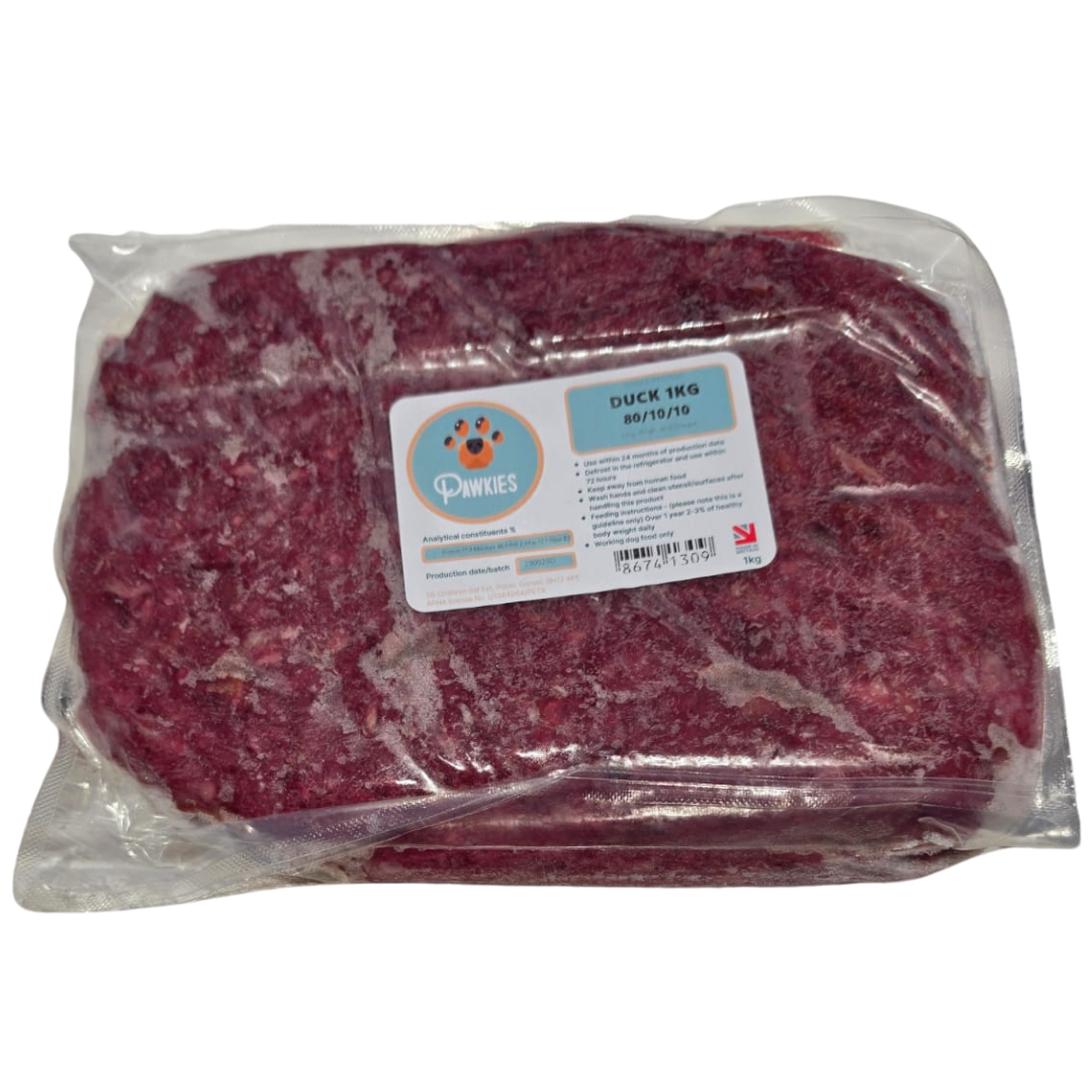 Pawkies Bulk Duck 10x1kg 80/10/10