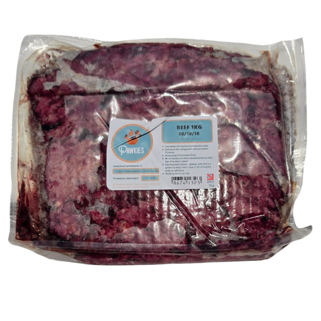 Pawkies Bulk Beef 10x1kg 80/10/10