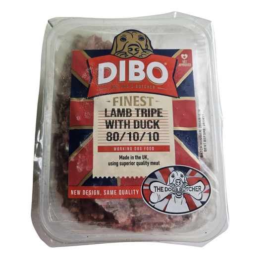 Lamb tripe with duck raw mince for dogs
