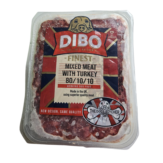 Mixed meat with turkey raw dog food
