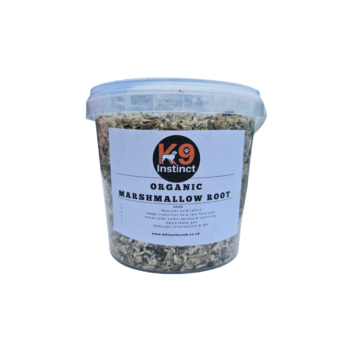 Natural K9 Instinkt food supplement for dogs - marshmallow root.