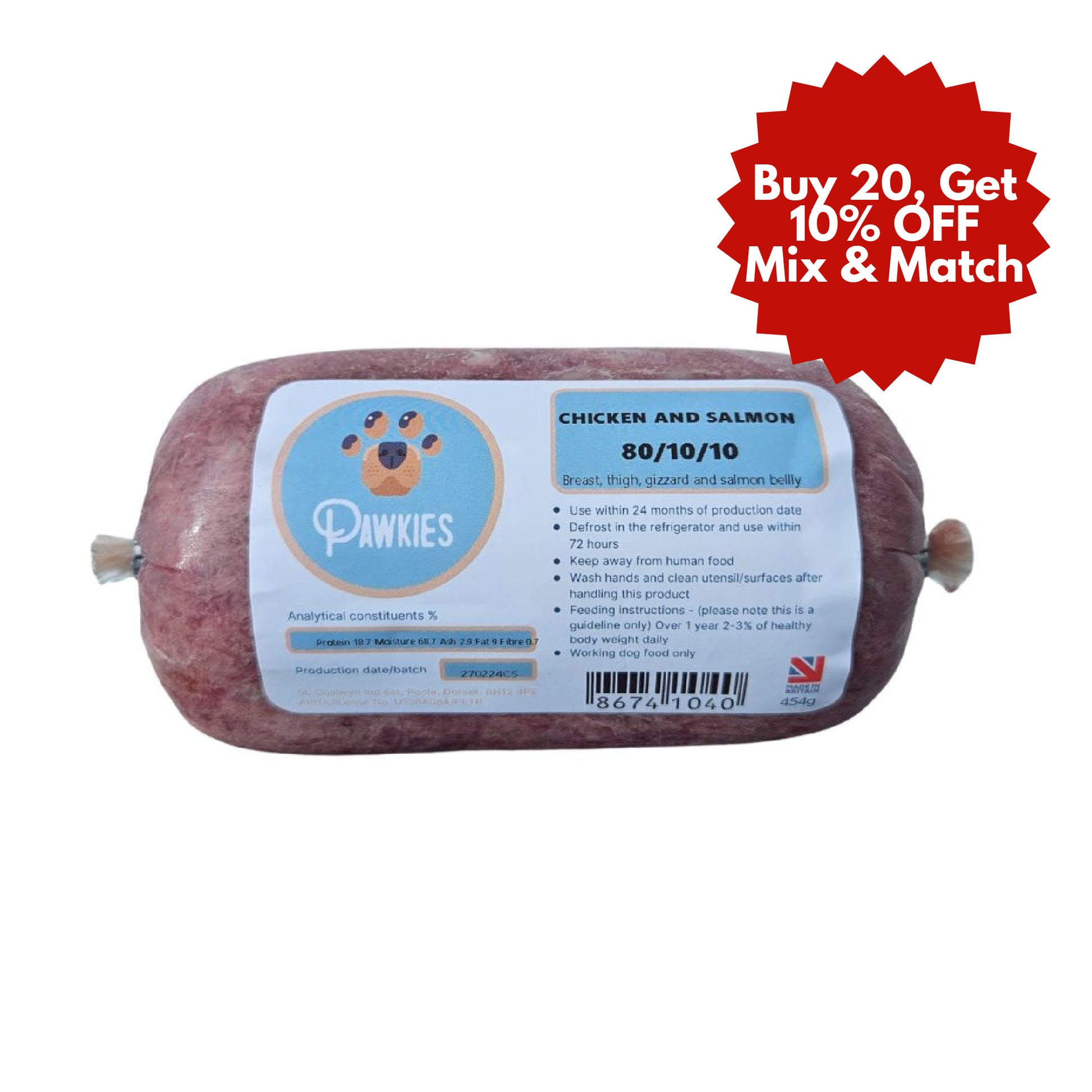 Pawkies raw dog food with free home delivery in Bristol