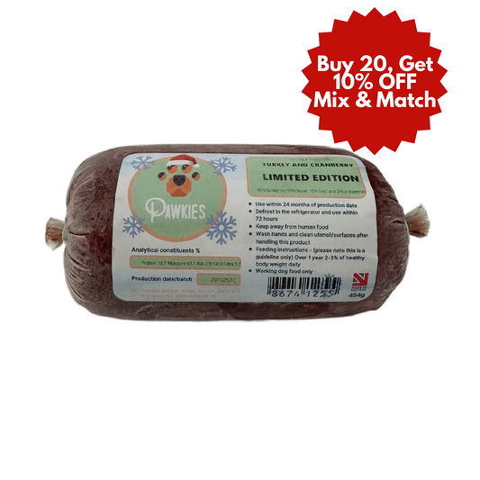 Pawkies raw dog food with same day free delivery in Bristol