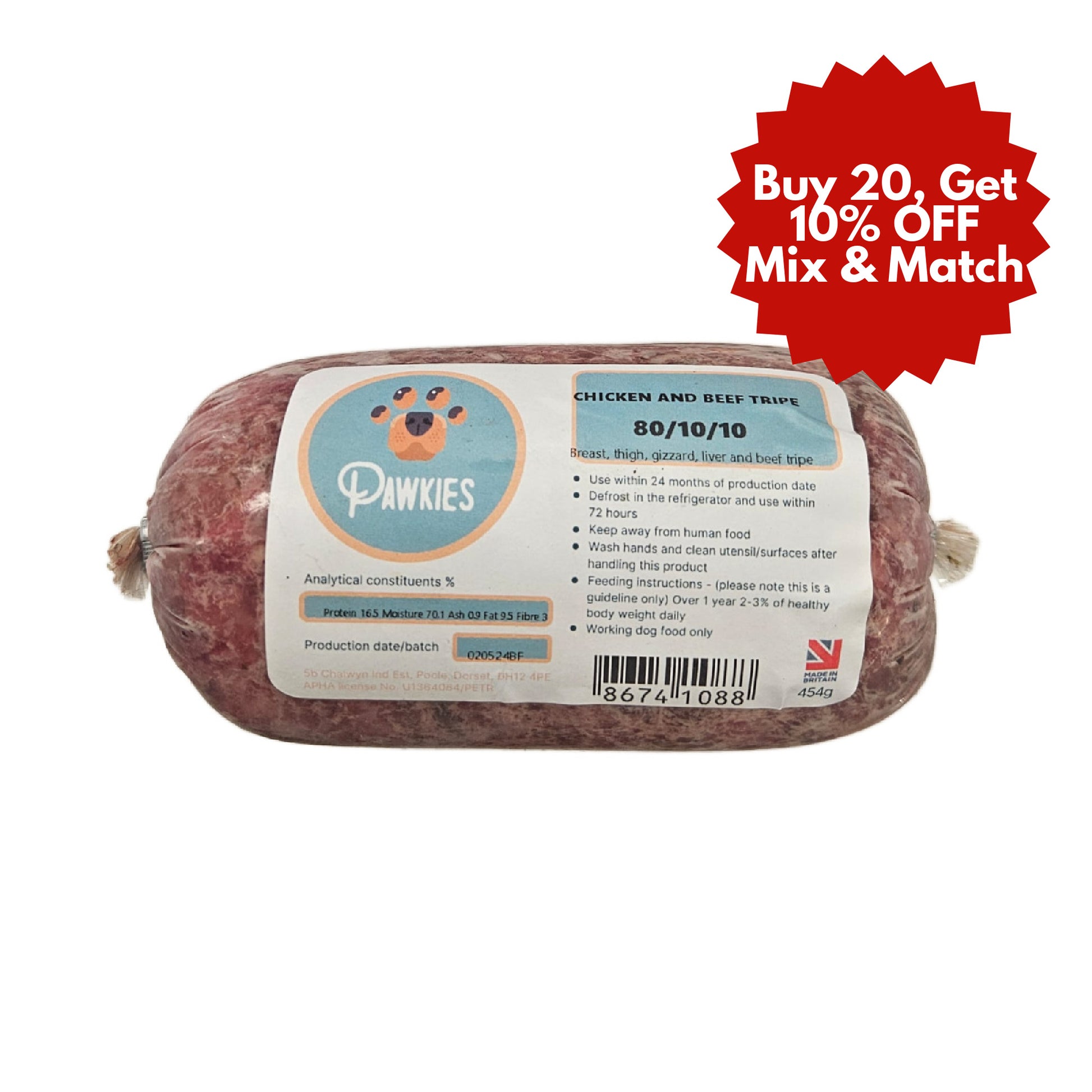 Pawkies raw dog food with free home delivery in Bristol