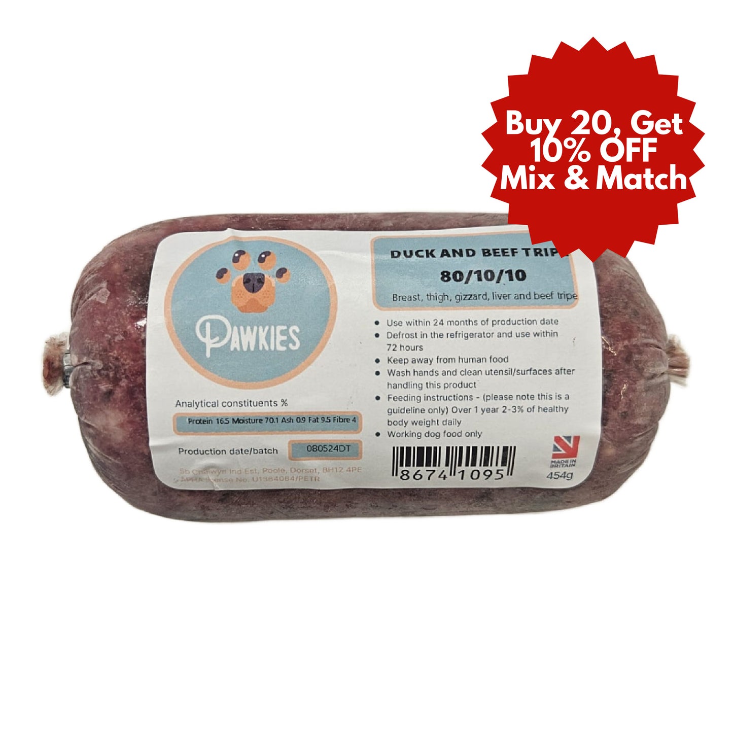 Pawkies Duck & Tripe 454g