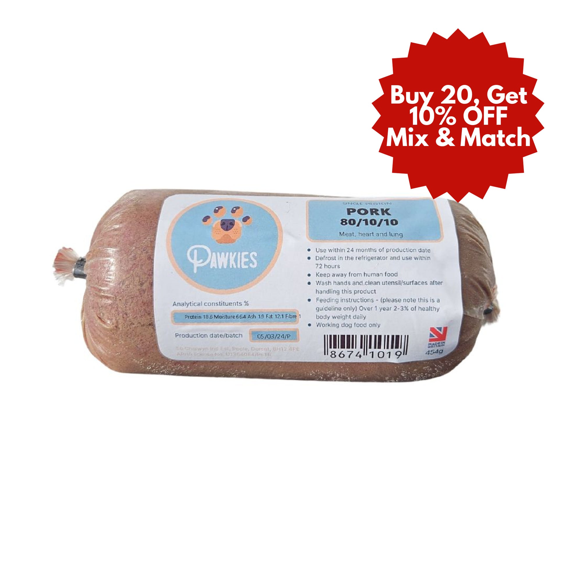 Pawkies raw dog food with free home delivery in Bristol