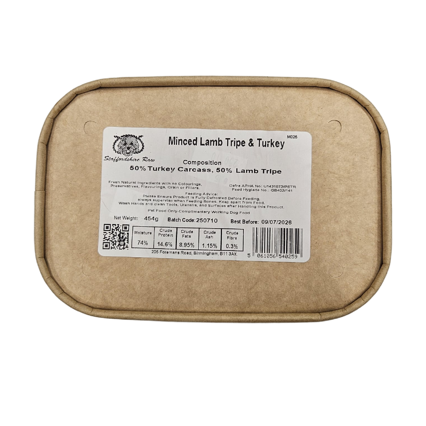 Staffordshire Raw Lamb Tripe & Turkey mince for dogs in Bristol