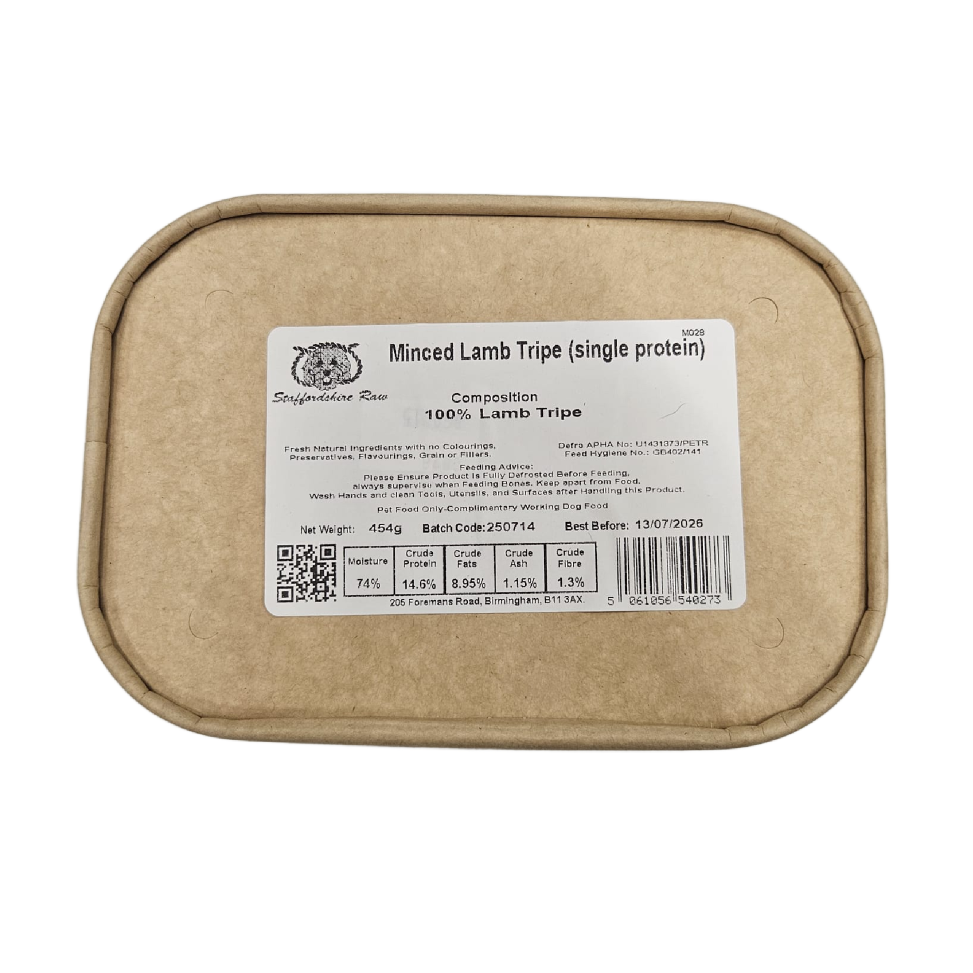 Staffordshire Raw Lamb tripe mince for dogs in Bristol