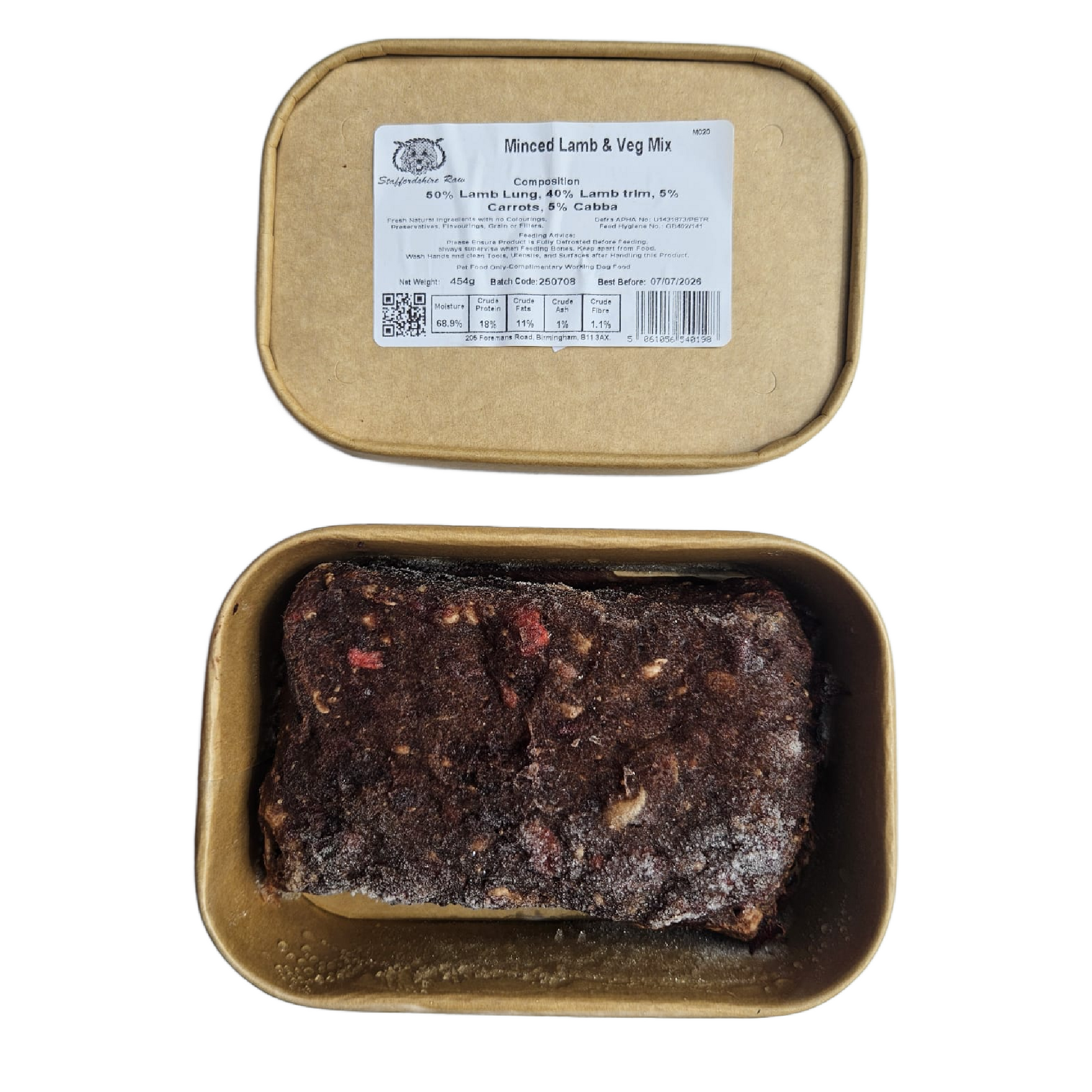 Staffordshire Raw dog food in carboard packaging in Bristol