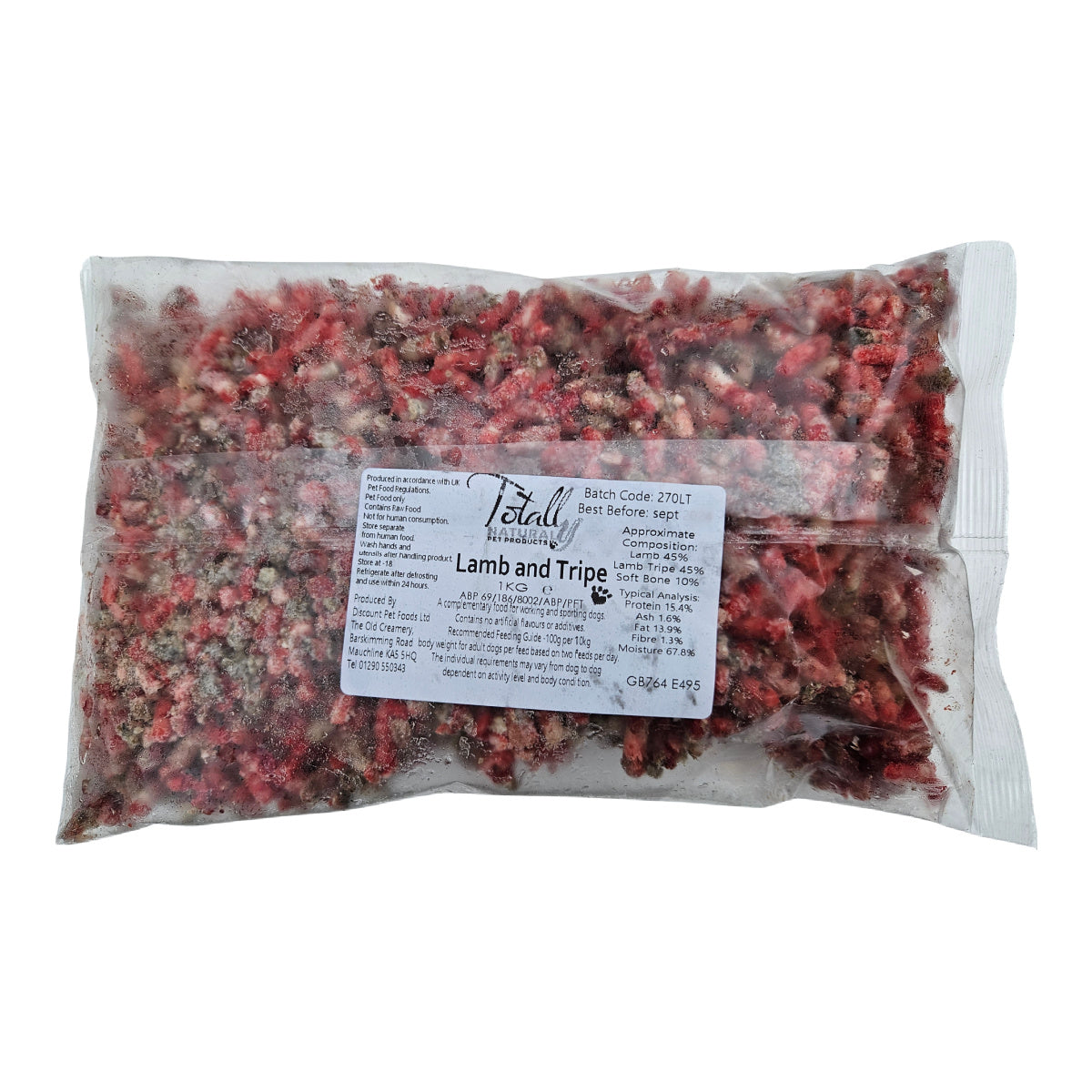 Totally Natural Lamb and Tripe mince for dogs in Bristol