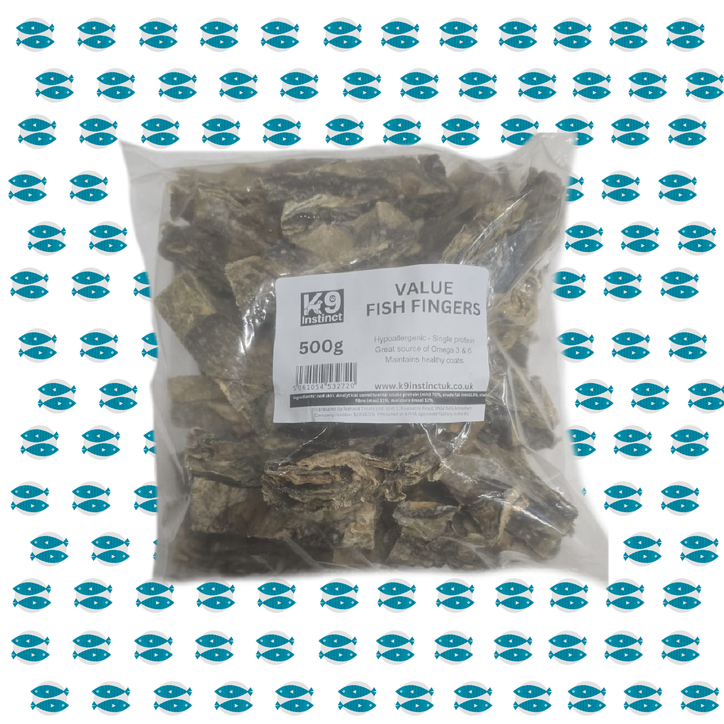 Dried fish fingers for dogs 500g - value bag