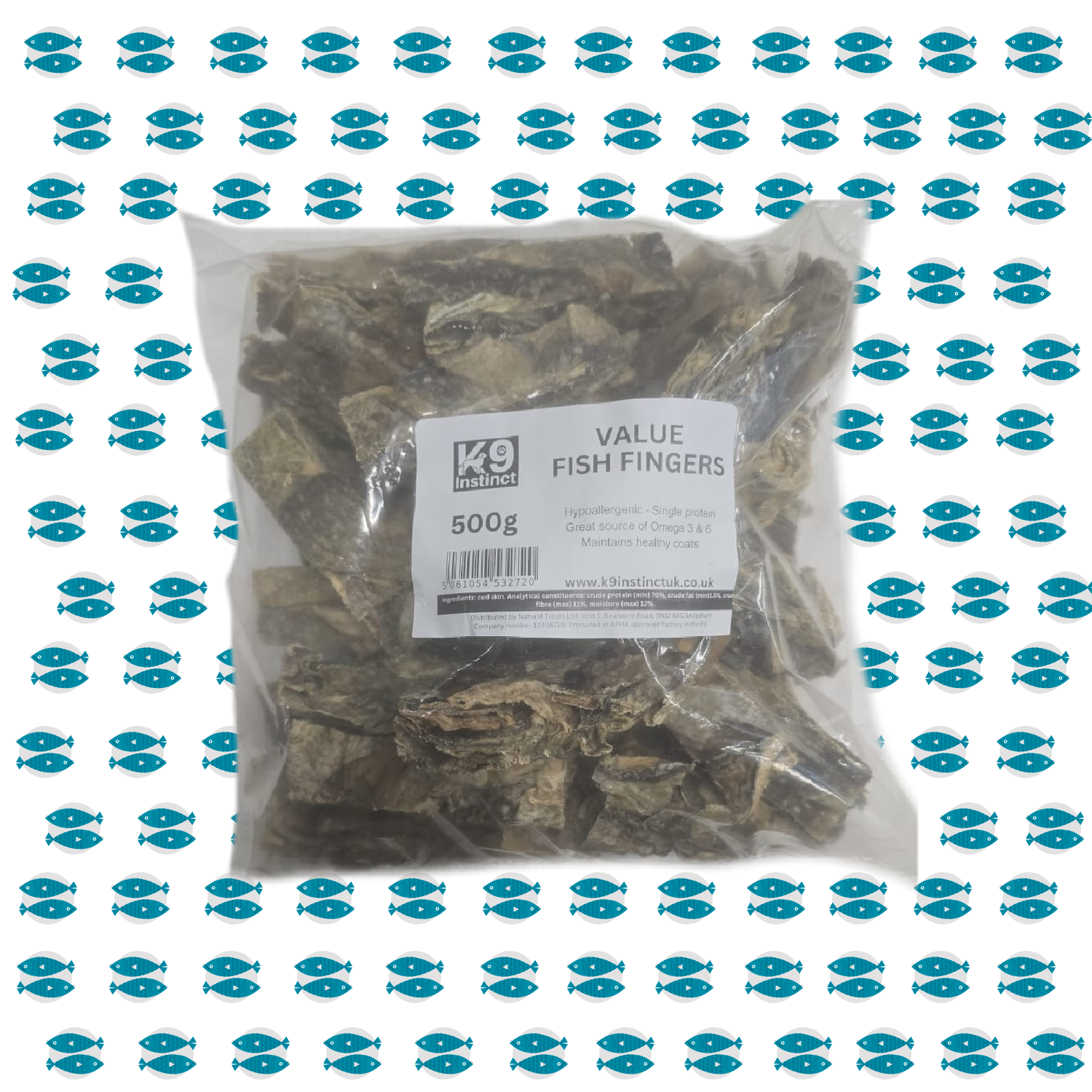 Dried fish fingers for dogs 500g - value bag