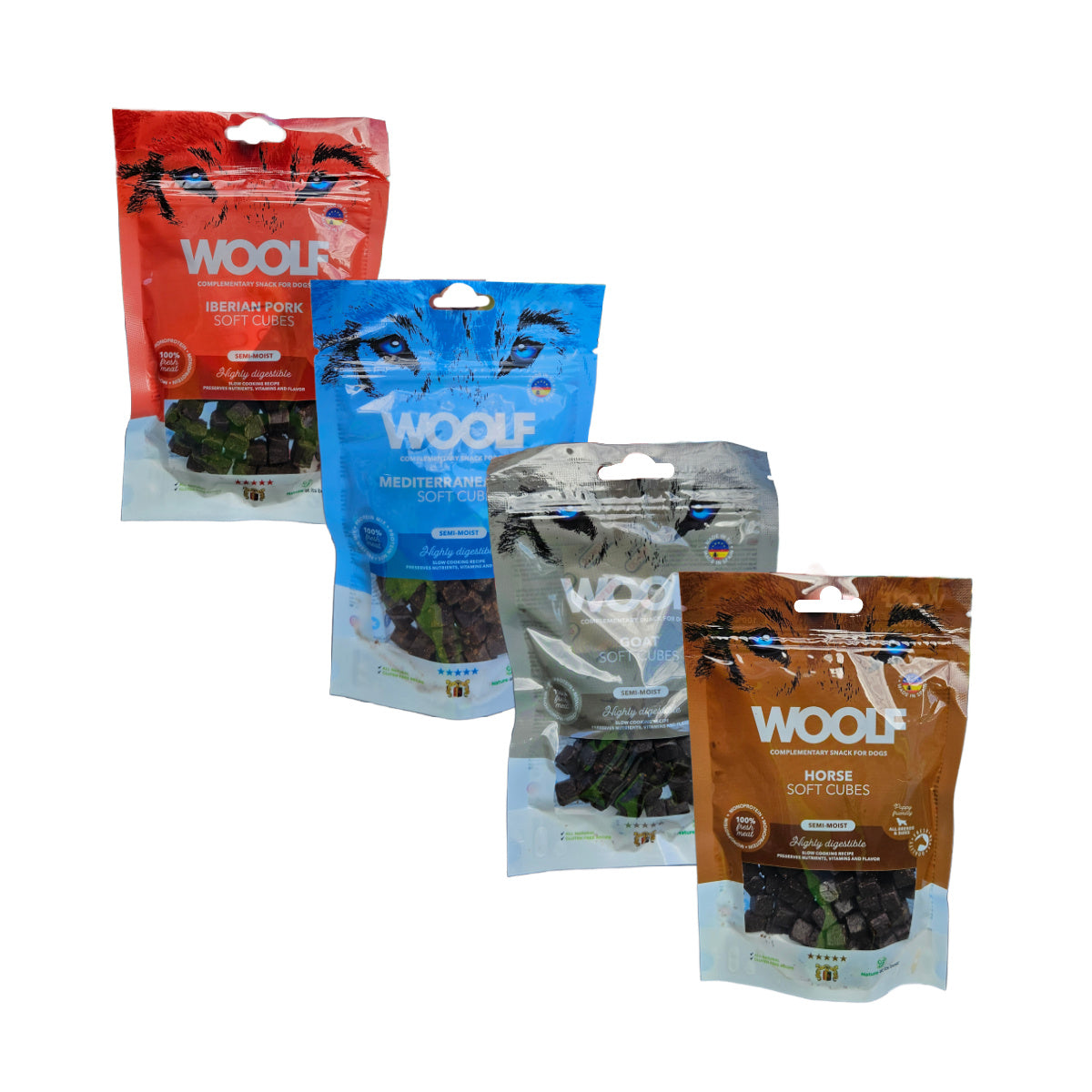 Woolf Soft Cubes 100g  (Pork, Horse, Goat or Fish)