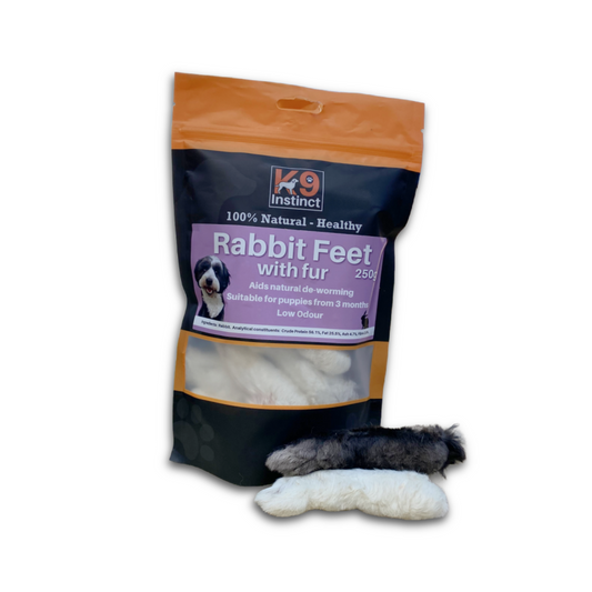 K9 Instinct UK Rabbit feet with fur - natural chews for dogs
