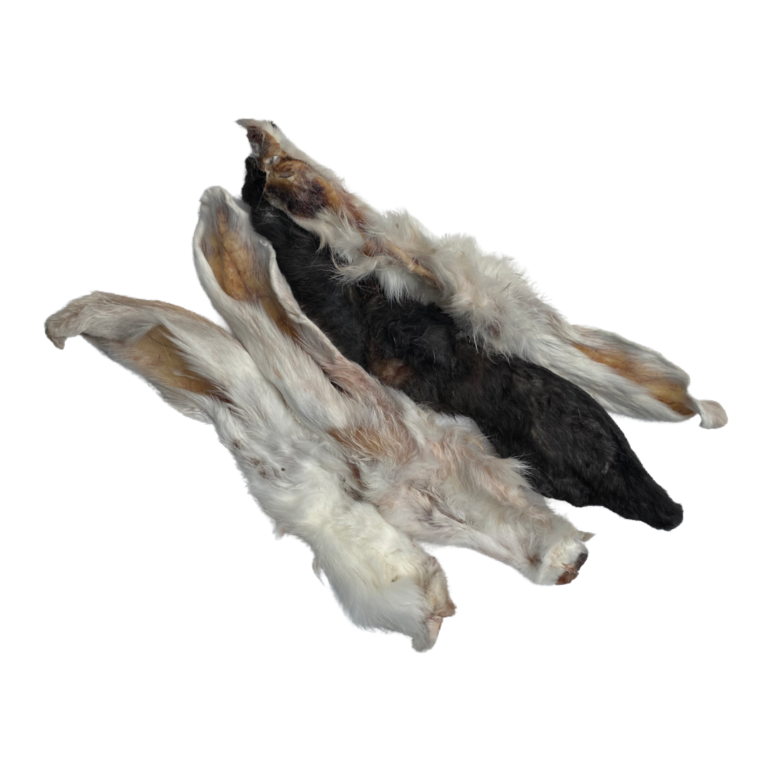 Rabbit ears with fur - natural dog chew, value bag